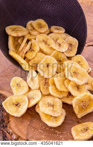Dried Banana Chips Fried In Coconut Oil.