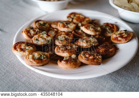 Apero Beautifully Arranged As Finger Food On Plates On A Table
