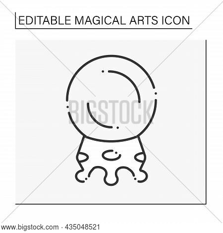 Crystal Ball Line Icon. Special Magic Instrument. Crystal Ball To Predict The Future. Magical Arts C