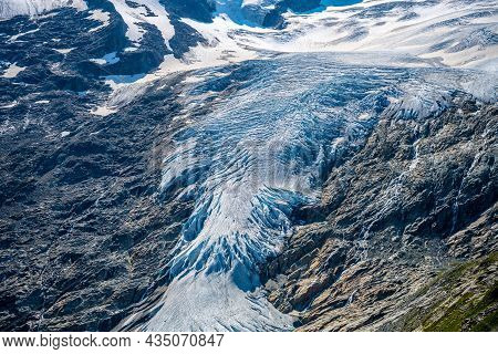Mountain Glacier In Austrian Alps. Schlaten Glacier, German: Schlatenkees, In Venediger Group, Hohe 
