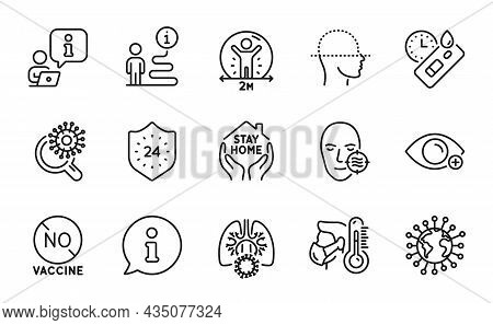 Medical Icons Set. Included Icon As Covid Test, 24 Hours, Problem Skin Signs. No Vaccine, Stay Home,