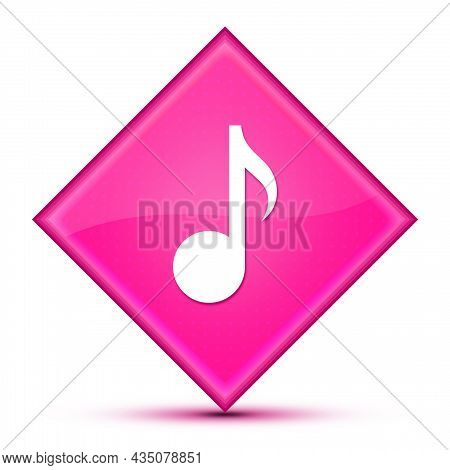 Music Icon Isolated On Special Pink Diamond Button Abstract Illustration