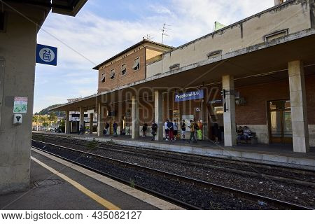 Poggibonsi (italy), September 7, 2021. Train Station. Poggibonsi Is An Italian Commune Of 28,907 Inh