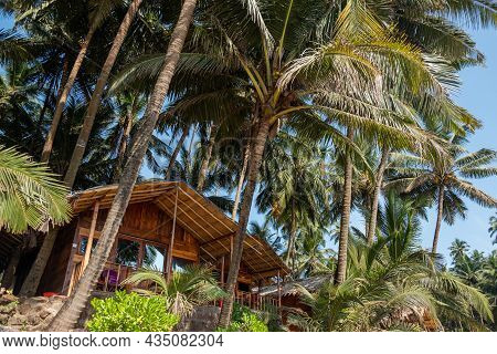 Wooden Bungalows On Colva Beach, South Goa, India
