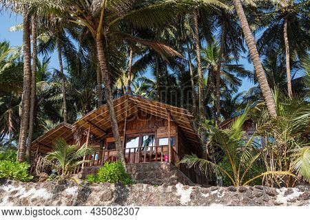 Wooden Bungalows On Colva Beach, South Goa, India