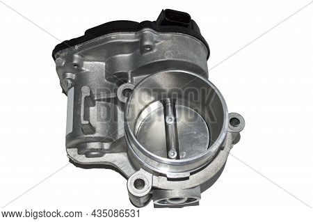 Top View Of The Car Throttle Valve. Isolate On A White Background.