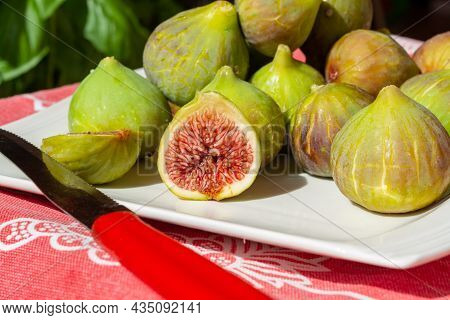 New Harvest Of Fresh Ripe Sweet Fig Fruits