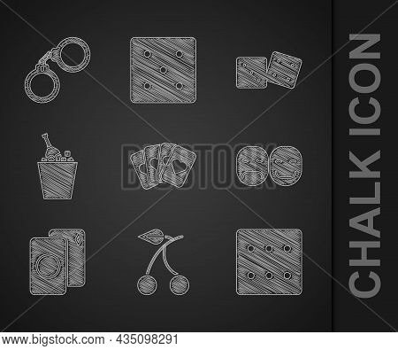 Set Deck Of Playing Cards, Casino Slot Machine With Cherry, Game Dice, Poker Player, Champagne An Bu