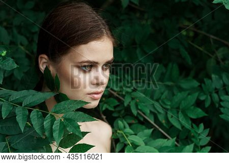 Attractive Woman Makeup Spa Nature Fresh Air Lifestyle