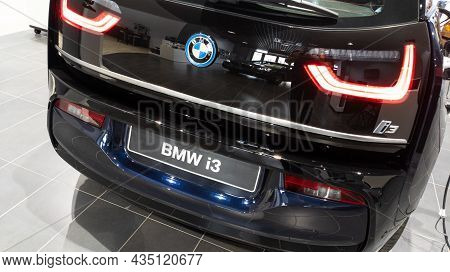 Bordeaux , Aquitaine  France - 09 30 2021 : Bmw I3 New Electric Car Rear With Brand Logo And Text Si