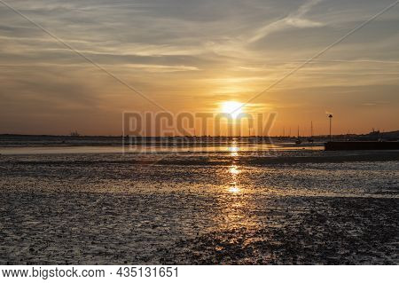 Sunset At Chalkwell Beach, Near Southend-on-sea, Essex, England, United Kingdom