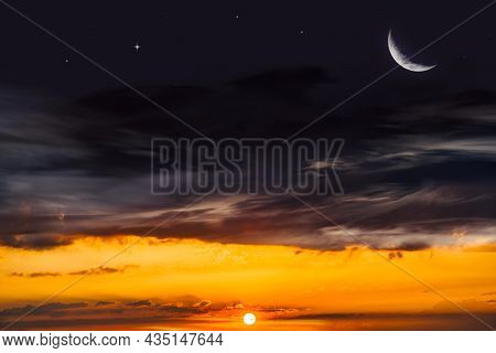 Crescent On The Background Of Sunset, Religion