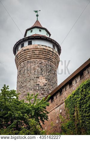 Sinwell Tower in Imperial Castle of Nuremberg close up, Germany