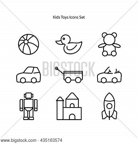Toy Icons Set Isolated On White Background. Toy Icon Thin Line Outline Linear Toy Symbol For Logo, W