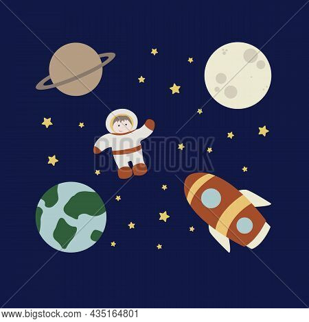 Illustration About Space On A Dark Blue Background