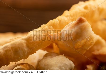 Fried Breadsticks With Salt, Close-up, Selective Focus