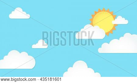 Day sky desktop wallpaper, pastel paper cut HD background