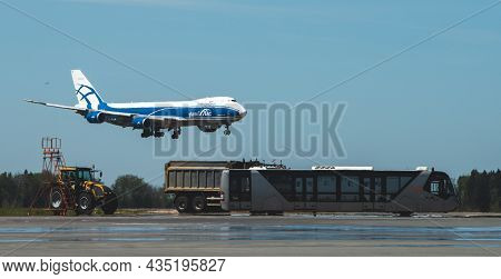 May 11, 2021, Moscow, Russia. Airplane Boeing 747 Of Airbridgecargo Airlines On The Airfield Of Sher