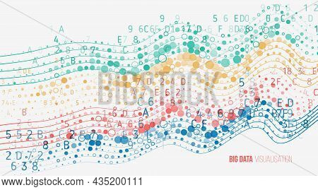 Information Analytics Concept. Abstract Stream Information With Ball Array And Binary Code. Filterin