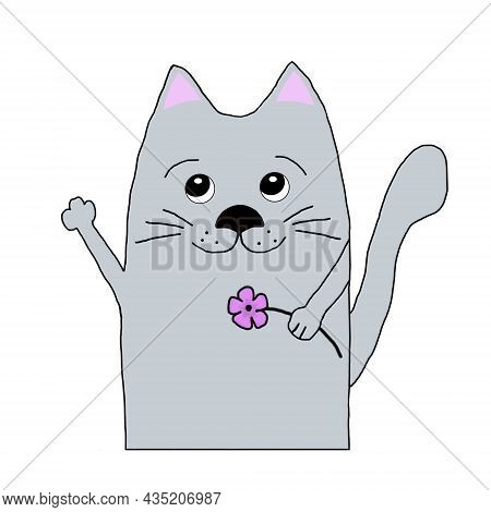 Gray Kitten, Simple Design, Illustration, Design Of Cards, Posters For The Nursery.