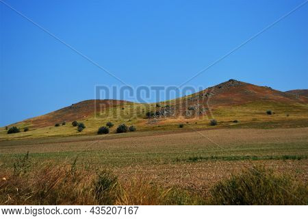 Panorama Of The Dobrogea Plateau At The Beginning Of Autumn. The Central Dobrogea Plateau (or Casimc