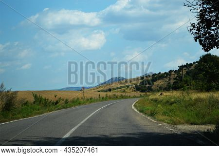 The Road That Accompanies The Danube River, Through The Dobrogea Plateau, To The Picturesque Places 