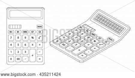 Vector Calculator Illustration Front And Isometric View
