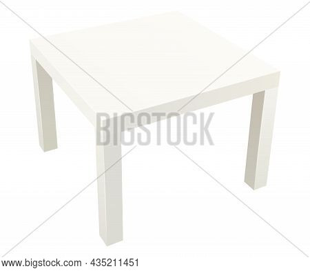 Vector White Square Side Table Realistic Illustration, Perspective View