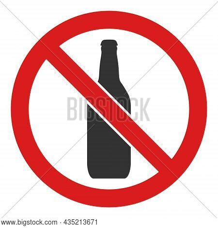 Forbidden Beer Icon With Flat Style. Isolated Vector Forbidden Beer Icon Image, Simple Style.