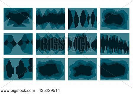 A Set Of Drawings Of A Cave With Stalactites And Stalagmites. Vector Illustration.