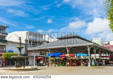 POINTE A PITRE, GUADELOUPE - NOVEMBER 11, 2015: Central Market (called Spice Market or Sainte-Antoine as well) located in town of  Pointe-a-Pitre is a famous structure from 1874. 