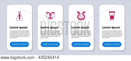 Set African Percussion Drum, Ancient Greek Lyre, Conga Drums And Balalaika. Business Infographic Tem