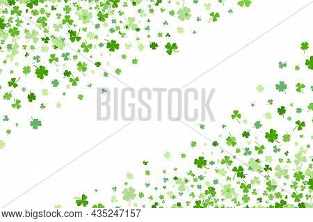 Shamrock Or Green Clover Leaves Pattern Background Flat Design Vector Illustration Isolated On White