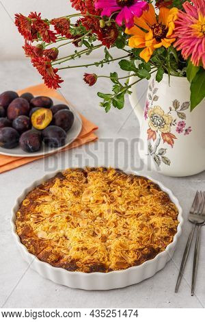 Plum Cake With Almond Flakes