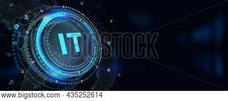 It Consultant Presenting Tag Cloud About Information Technology. 3d Illustration