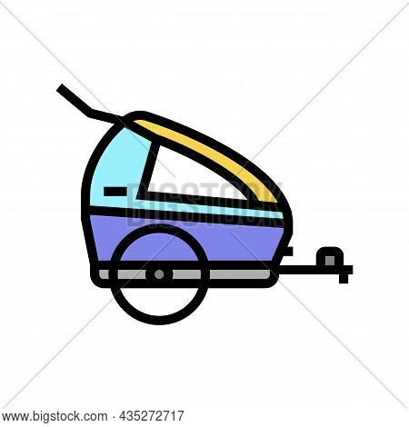 Trailer Kid For Bicycle Color Icon Vector. Trailer Kid For Bicycle Sign. Isolated Symbol Illustratio
