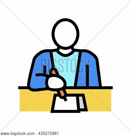 Writer Writing Article Color Icon Vector. Writer Writing Article Sign. Isolated Symbol Illustration