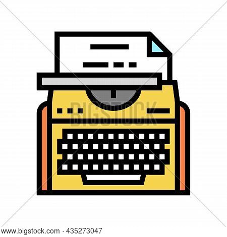 Typewriter Equipment Color Icon Vector. Typewriter Equipment Sign. Isolated Symbol Illustration