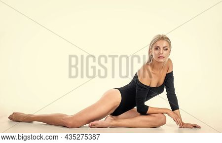 Female Bodycare. Health. Feet Massage. Sexy Woman Isolated On White. Lady With Straight Slim Body. F