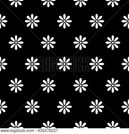 Abstract Geometric Seamless Floral Pattern Vector Blak And White