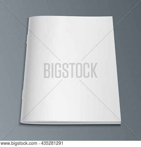 Blank Flying Cover Of Magazine, Book, Booklet, Brochure. Illustration Isolated On Gray Background. M