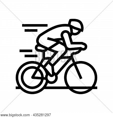 Sport Riding Bike Line Icon Vector. Sport Riding Bike Sign. Isolated Contour Symbol Black Illustrati
