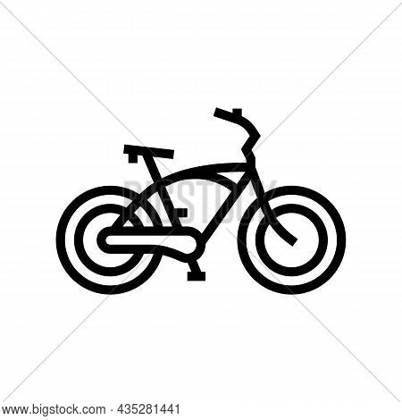 Cruiser Bike Line Icon Vector. Cruiser Bike Sign. Isolated Contour Symbol Black Illustration