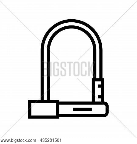Lock For Safe Bike Line Icon Vector. Lock For Safe Bike Sign. Isolated Contour Symbol Black Illustra