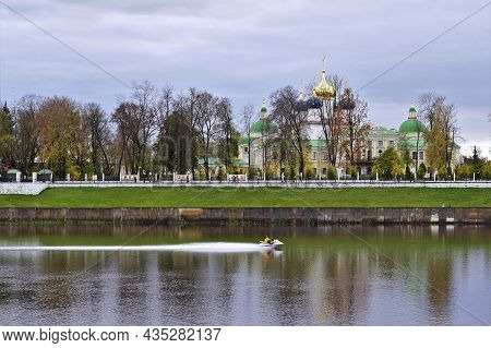 Tver, Russia - October 26, 2020: Beautiful Urban Landscape Of Tver With View Of Embankment And Imper