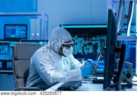 African-american Scientist Works In A Modern Scientific Laboratory For The Research And Development 