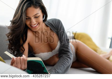 Portrait Of Sensual Beautiful Woman In Ligerie. Beauty, Fashion, Glamour Concept