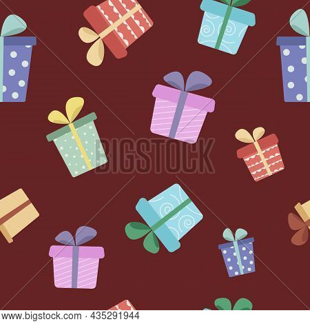 Seamless Pattern With Colored Gift Boxes For Party
