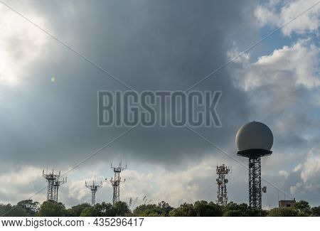 General View Of A Doppler Weather Radar With Television And Radio Repeater Antennas, Located At The 
