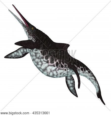 Shonisaurus Ichthyosaur Left Side 3d Illustration - Shonisaurus Was A Carnivorous Marine Ichthyosaur